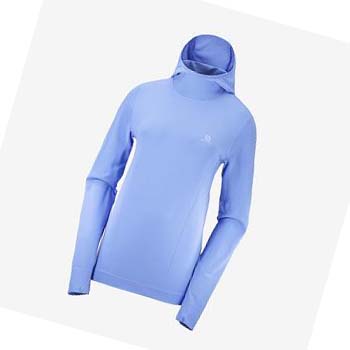 Salomon ESSENTIAL SEAMLESS Kadın Kapüşonlu Sweatshirt Mavi | TR 2530FDN